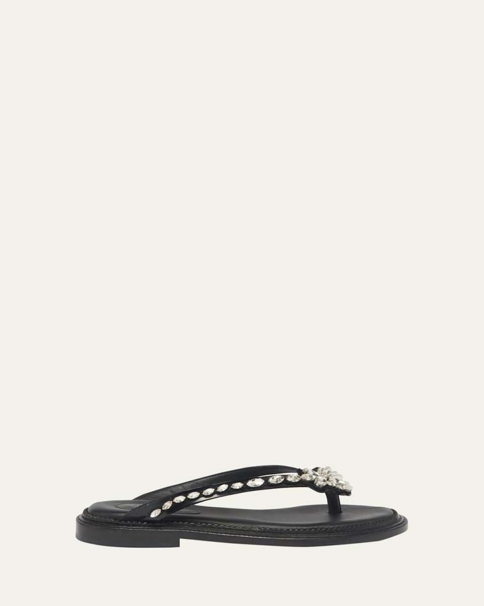 Flower Embellished Thong Flat Sandals